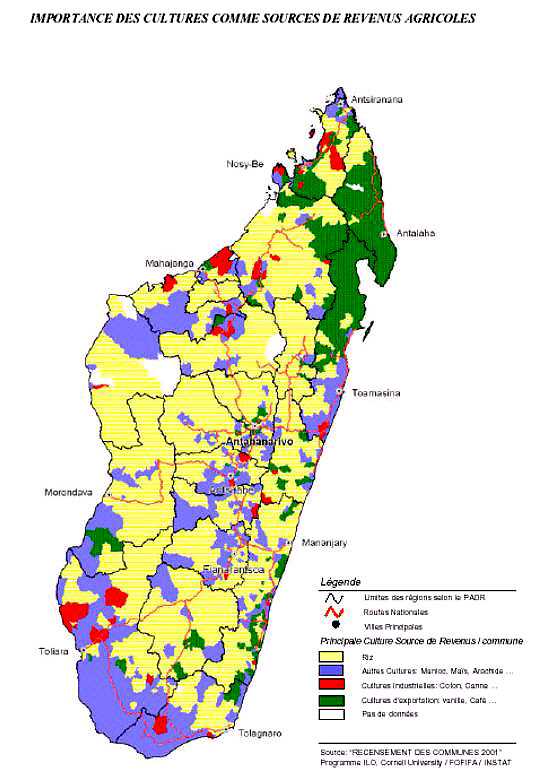 map image - IMPORTANCE DES CULTURES COMME SOURCES DE REVENUS AGRICOLES